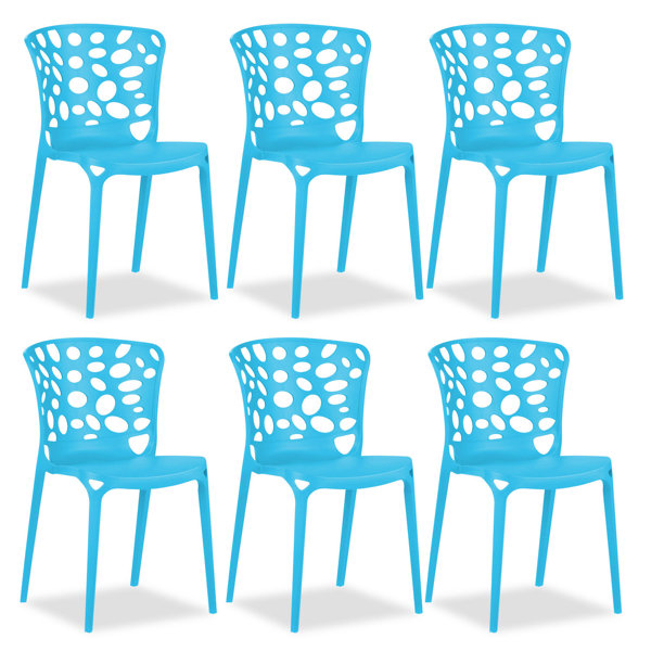 George Oliver Garden chair set of 6 modern blue chairs, kitchen chairs ...